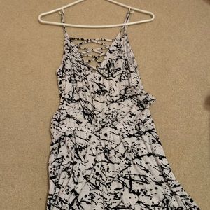 Splattered romper, white and black